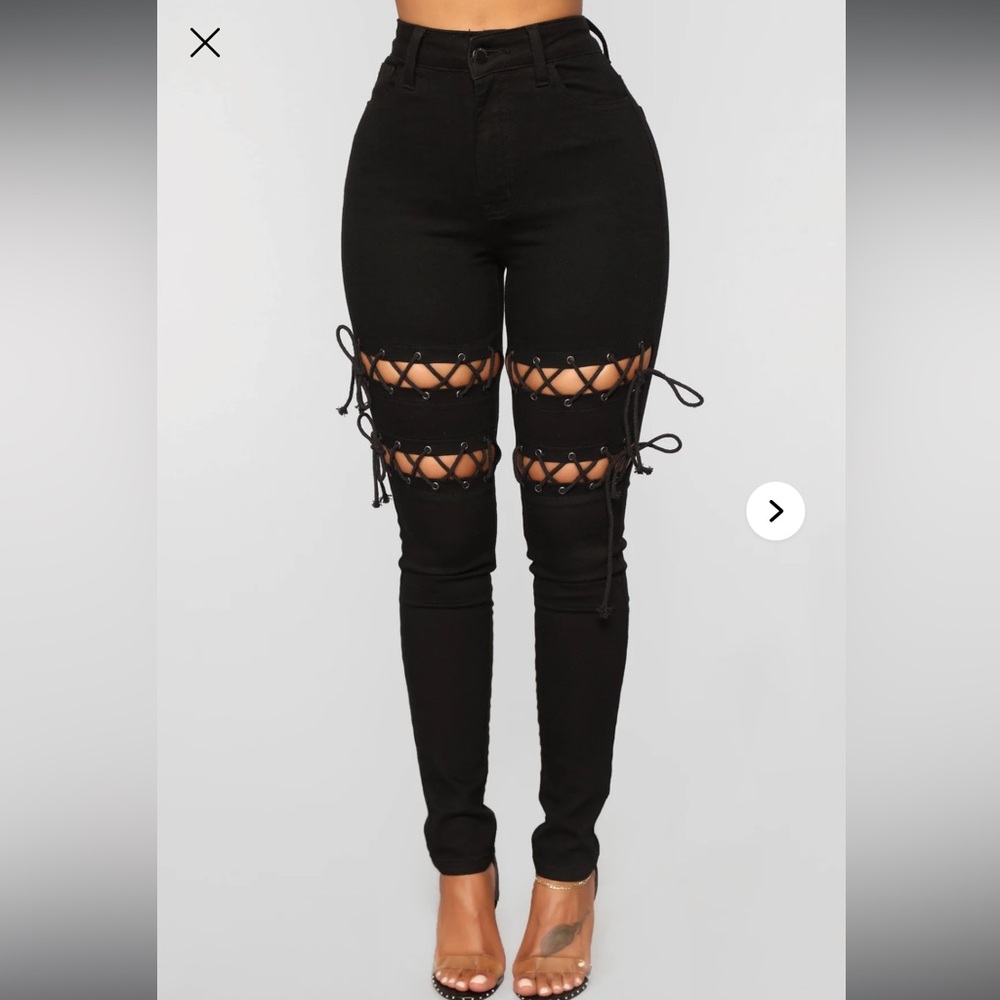 Fashion nova Black Lace-Up jeans